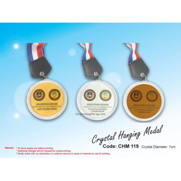 CHM 119 Crystal Hanging Medal